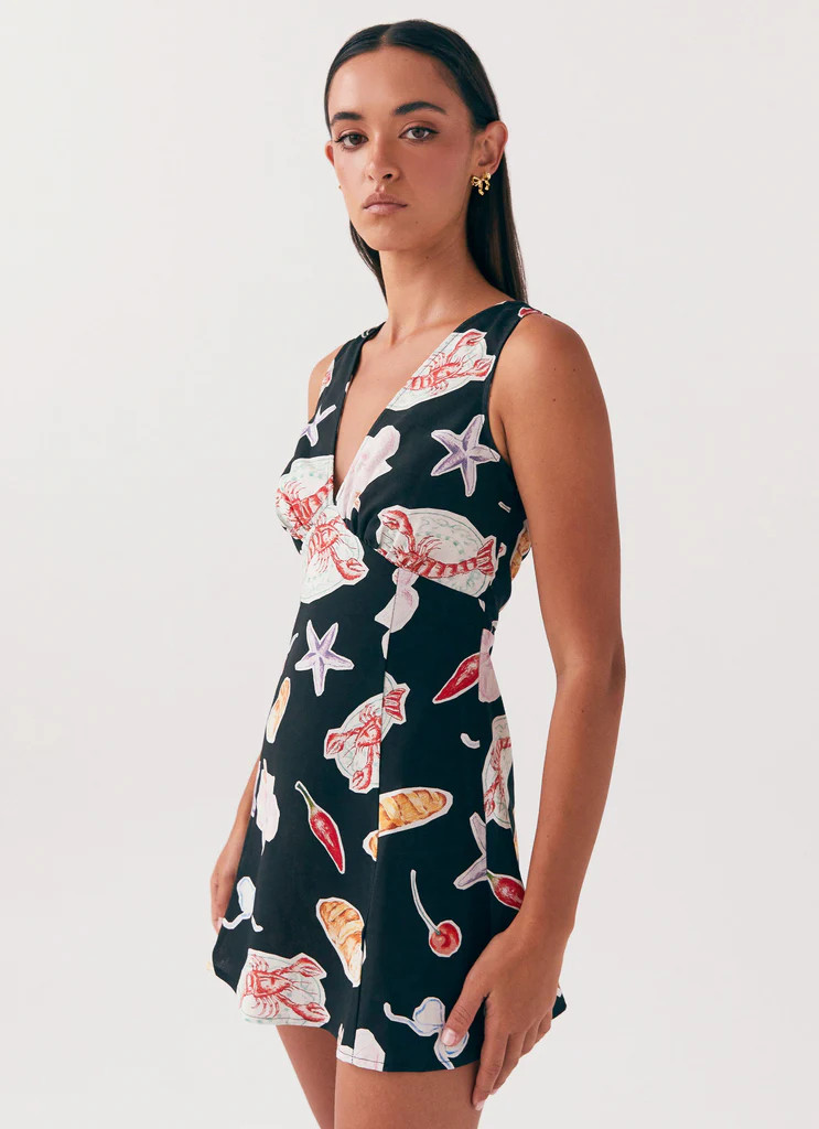 Kyra Linen Mini Dress - Black Banchetto | Peppermayo (Global)