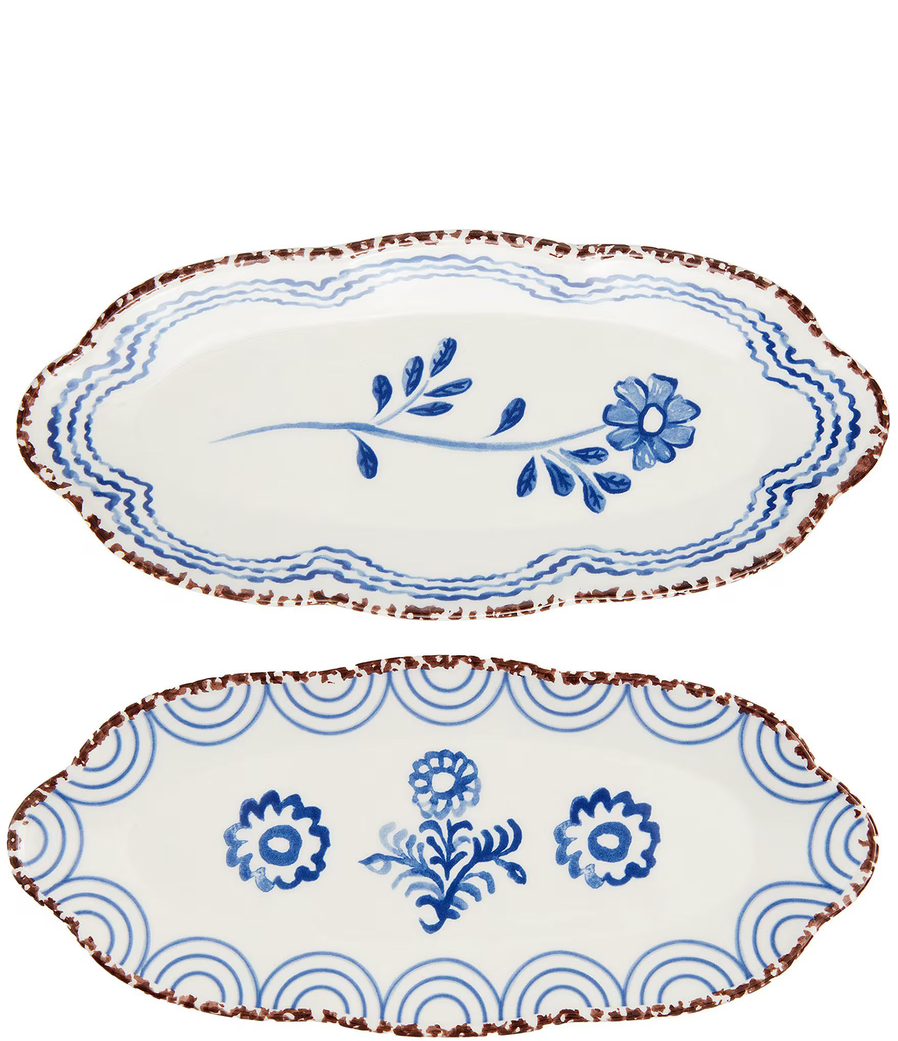 Valencia Blue Floral Everything Platter, Set of 2 | Dillard's