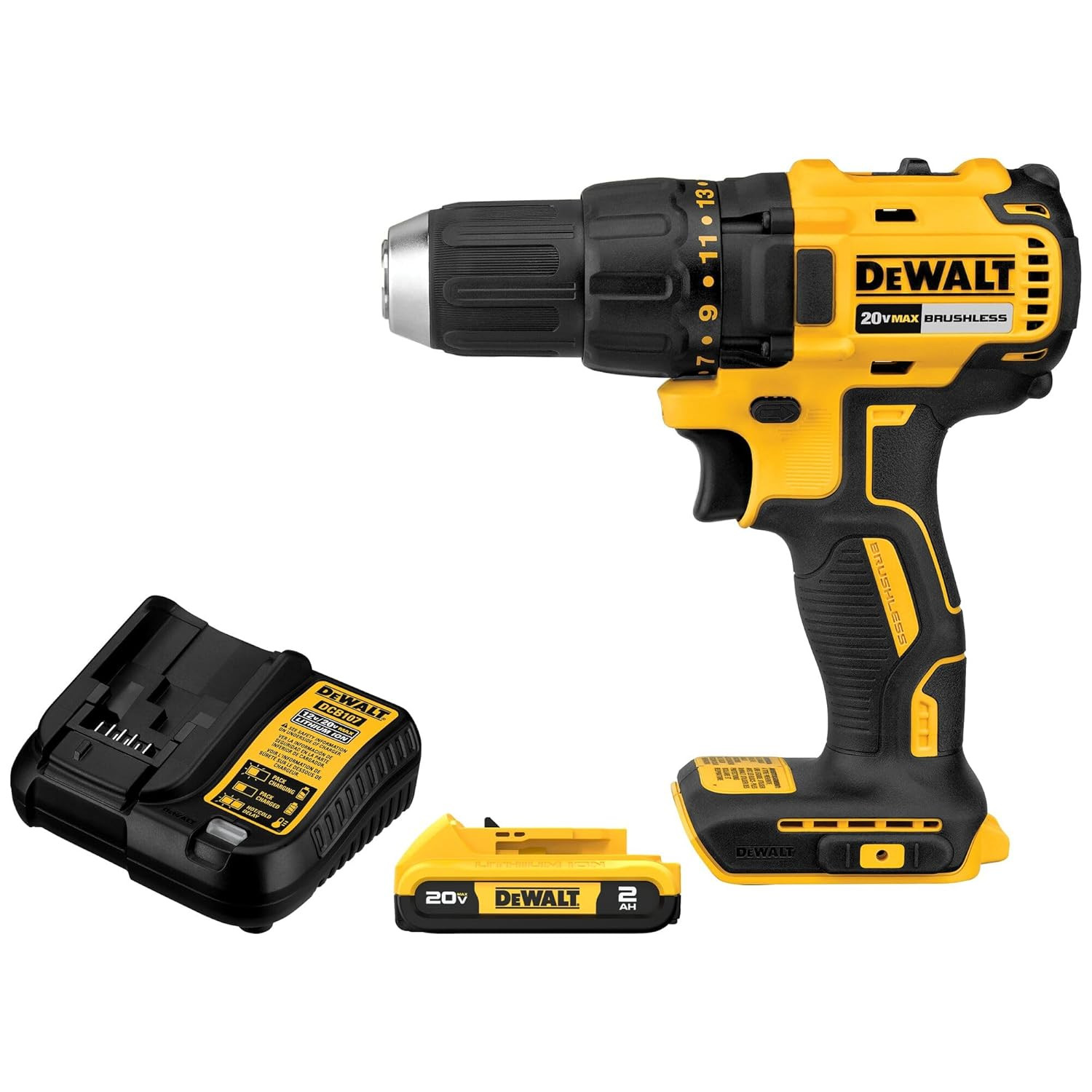 DEWALT 20V MAX Cordless Drill Driver Set, 1/2 Inch Electric Drill, 2 Speed, XR 2.0 Ah Battery and... | Amazon (US)