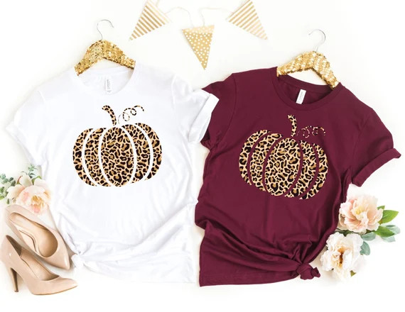 Leopard Pumpkin Shirt, Fall Pumpkin T-Shirt, Thanksgiving Shirt, Fall Tshirt, Pumpkin Shirt, Fall... | Etsy (US)