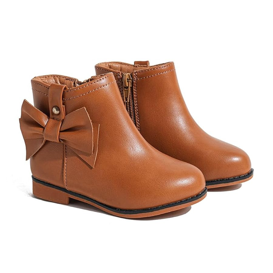 Girls Boots Fashion Ankle Boots for Girls with Zipper Short Suede Booties with Bow for Toddler/Li... | Amazon (US)