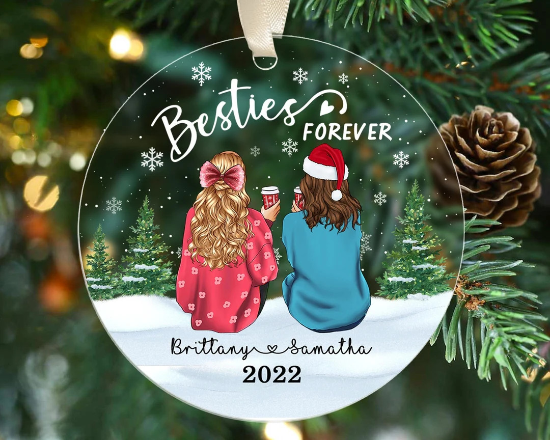 Besties Ornament, Custom Best Friend Ornament, Besties Christmas Ornaments, Besties Gifts, Christ... | Etsy (US)