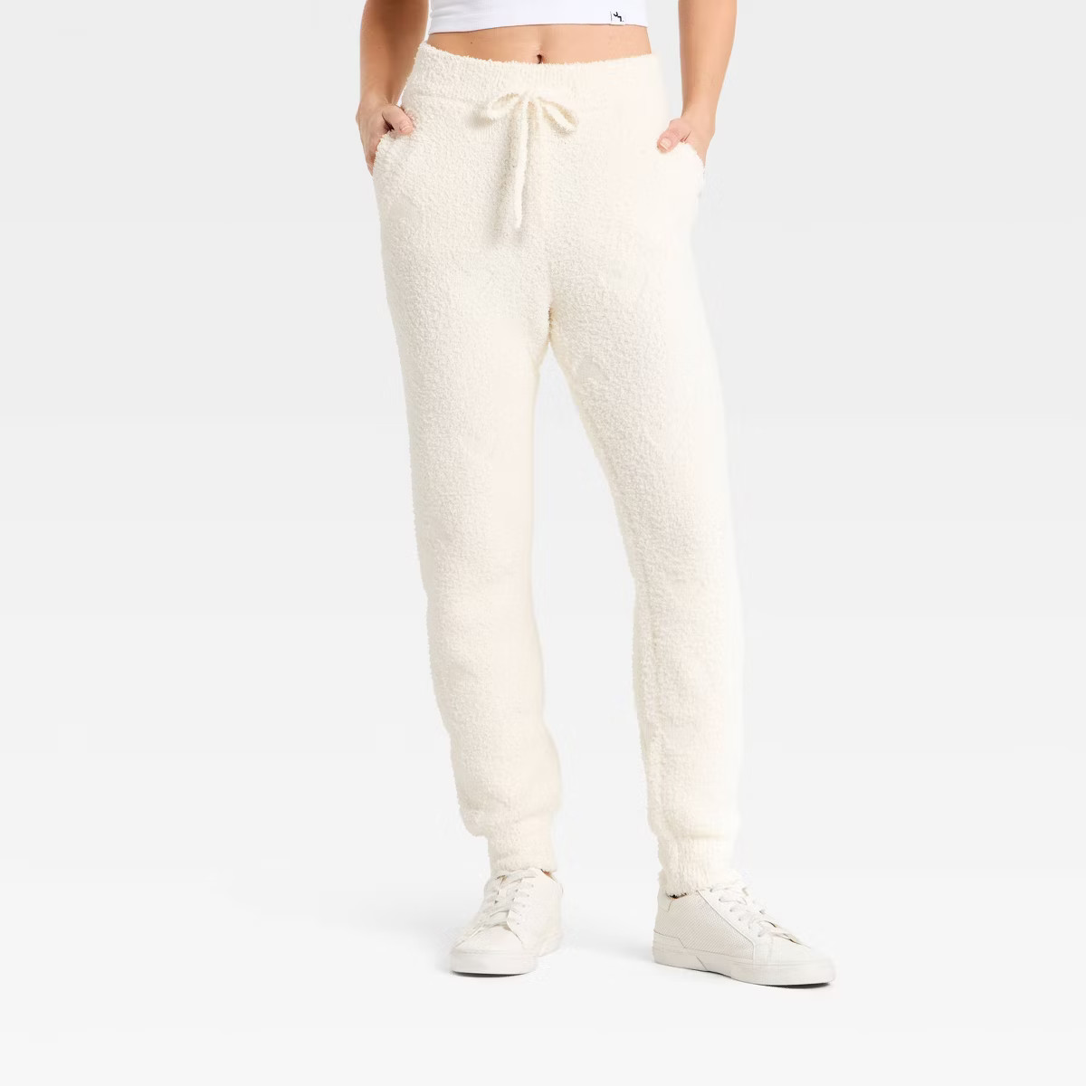 Women's Valentine's Day Embossed Boucle Sweatpants - JoyLab™ Cream | Target