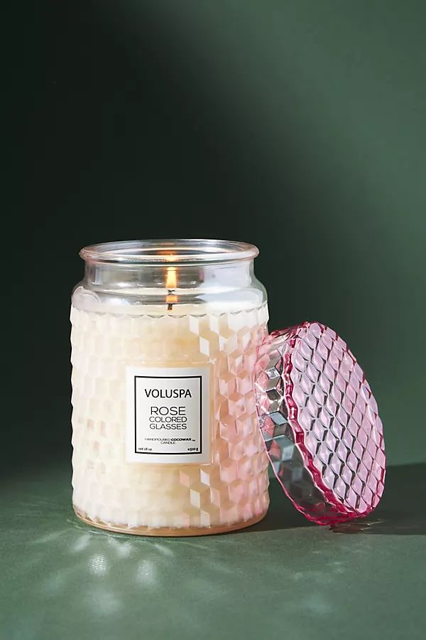 Voluspa Roses Embossed Jar Candle By Voluspa in Pink | Anthropologie (US)