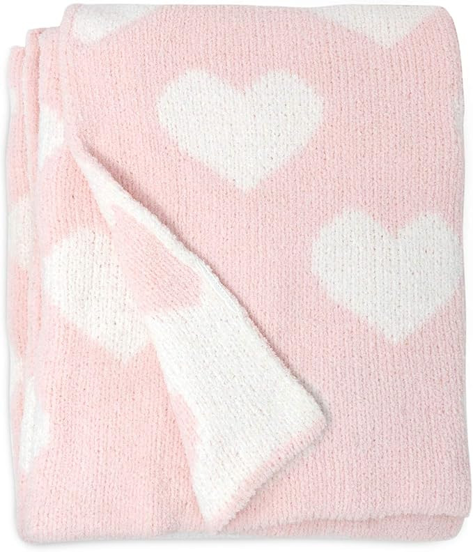 Living Textiles Pink Hearts Chenille Soft Baby Blanket Reversible Premium Cozy Fabric for Best Co... | Amazon (US)