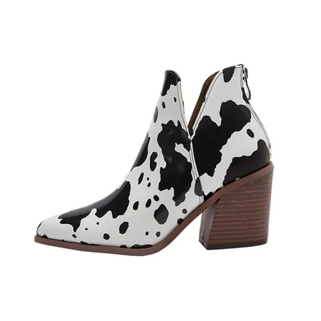 GLOBO MEJOR Women s Boots High-heeled Boots Cow Pointed Toe Snake Print Ankle Boots Naked Boots | Walmart (US)