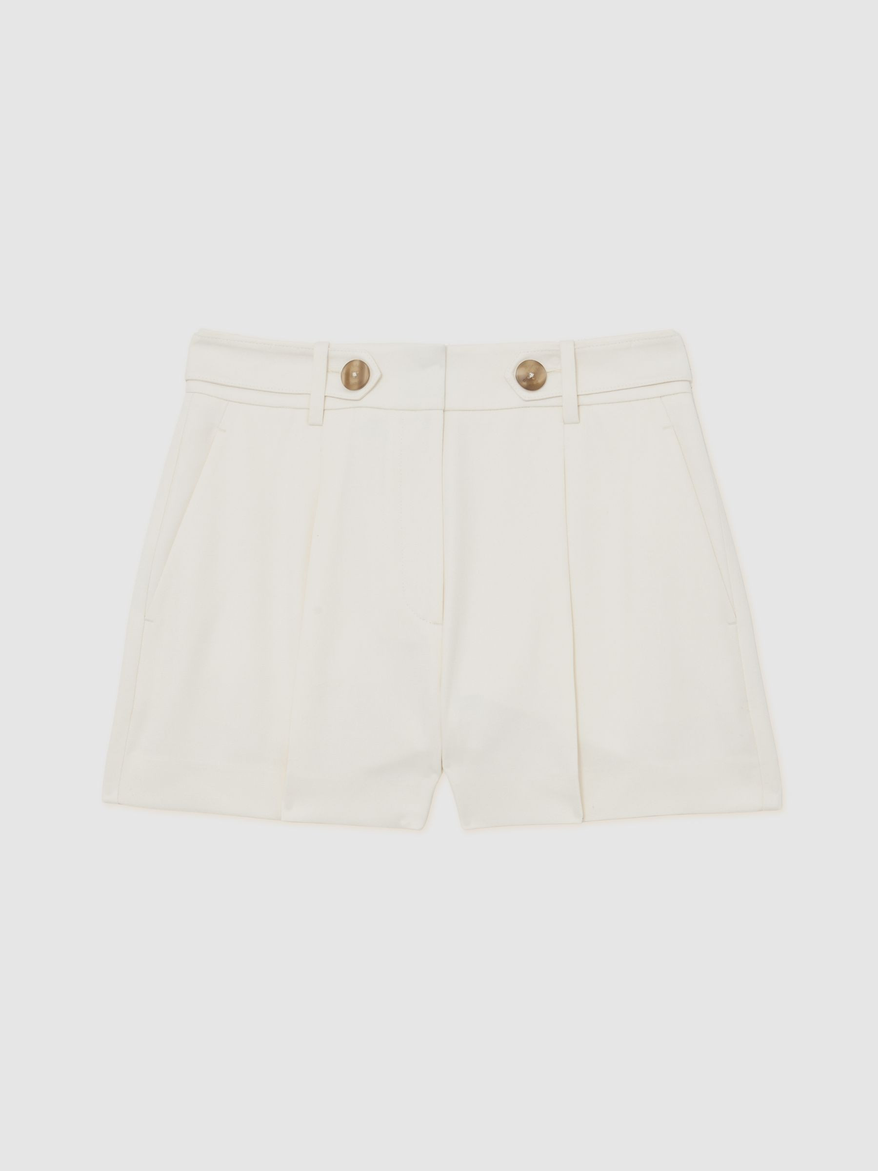 Reiss Button-Waist Tailored Shorts in Cream - REISS | Reiss UK