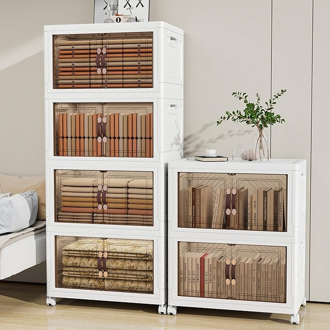 Storage Bins with 2 Lids and Wheels, 942QT-157QT*6Tier Collapsible Bathroom Storage Cabinet with ... | Amazon (US)