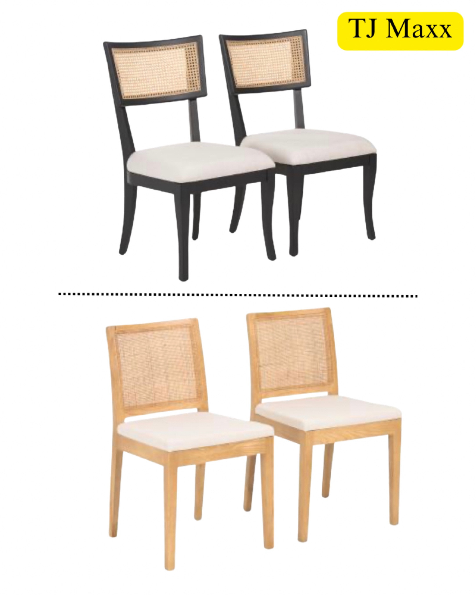 T.J. Maxx came back chairs, designer deals, kitchen, dining room, French, modern, coastal, black, neutral, woven.

#LTKHome #LTKSaleAlert