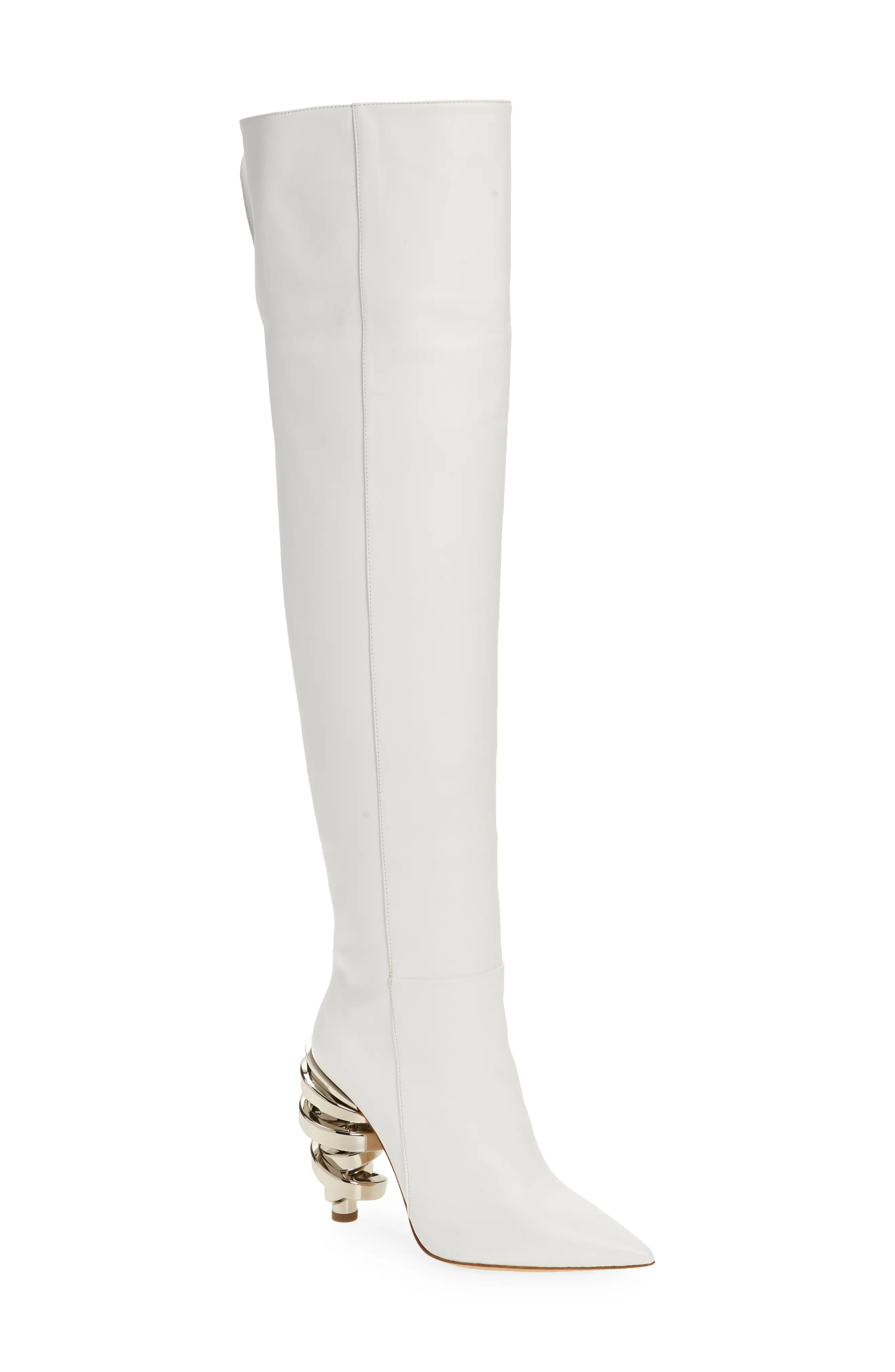 KEEYAHRI Zerina Pointed Toe Over the Knee Boot in White at Nordstrom, Size 9.5Us | Nordstrom