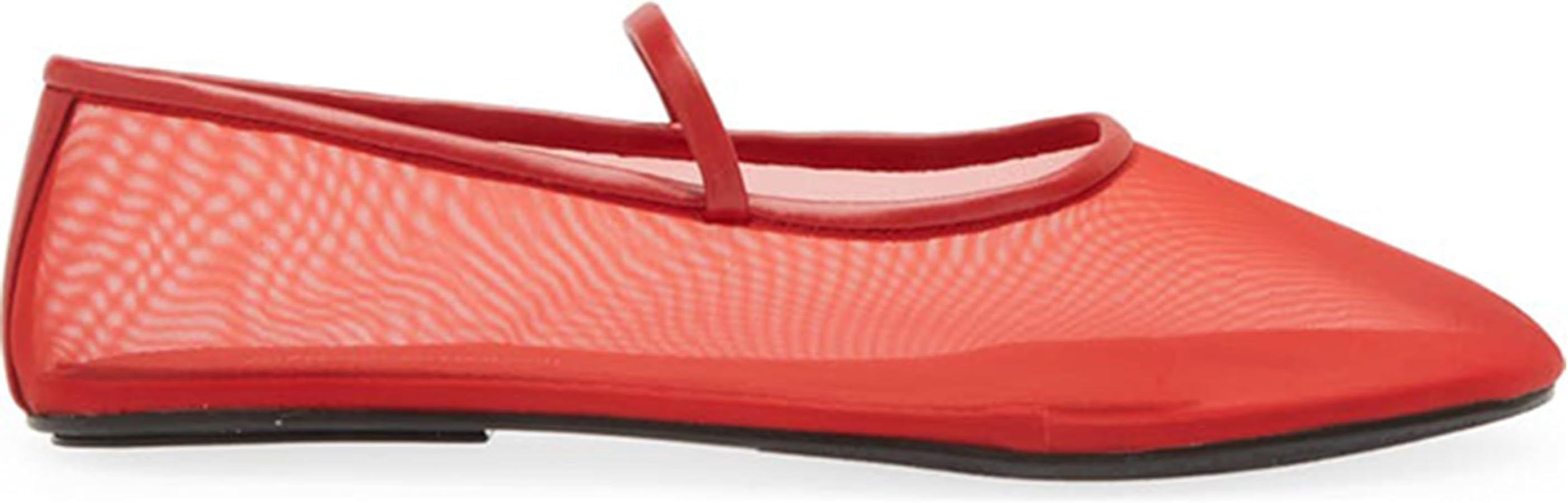 Mesh Ballet Flats for Women Mary Jane Tulle Ballerina Flats Round Toe Casual Walking Shoes | Amazon (US)