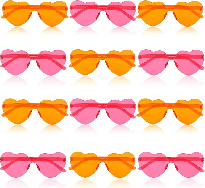 12 Pcs Pink Orange Party Sunglasses Bulk Bachelorette Sunglasses Plastic Orange Pink Summer Decor... | Amazon (US)