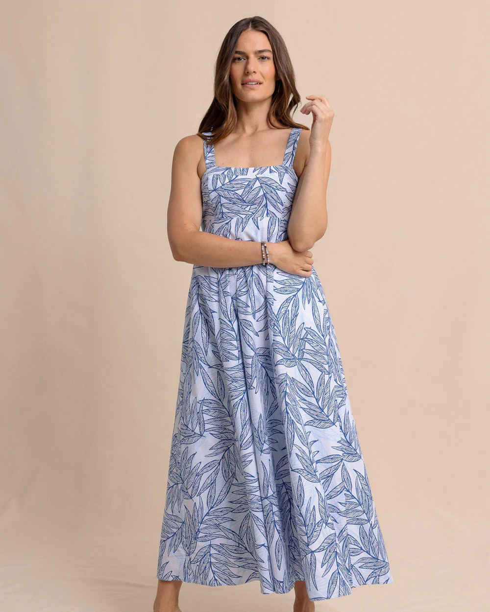 Leighton Blue Palms Seersucker Tie Back Maxi Dress | Southern Tide