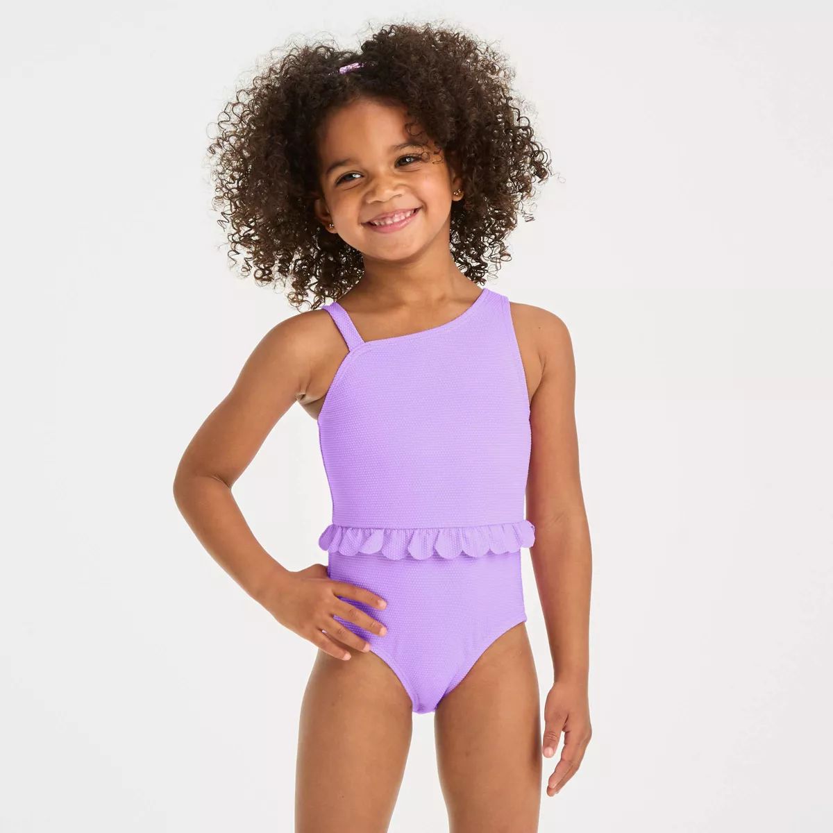 Baby Girls' Textured Solid One Piece Swimsuit - Cat & Jack™ Purple 12M | Target