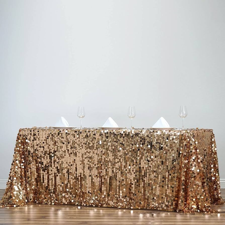 Efavormart 90"x156" Gold Big Payette Sequin Rectangle Tablecloth Premium | Amazon (US)