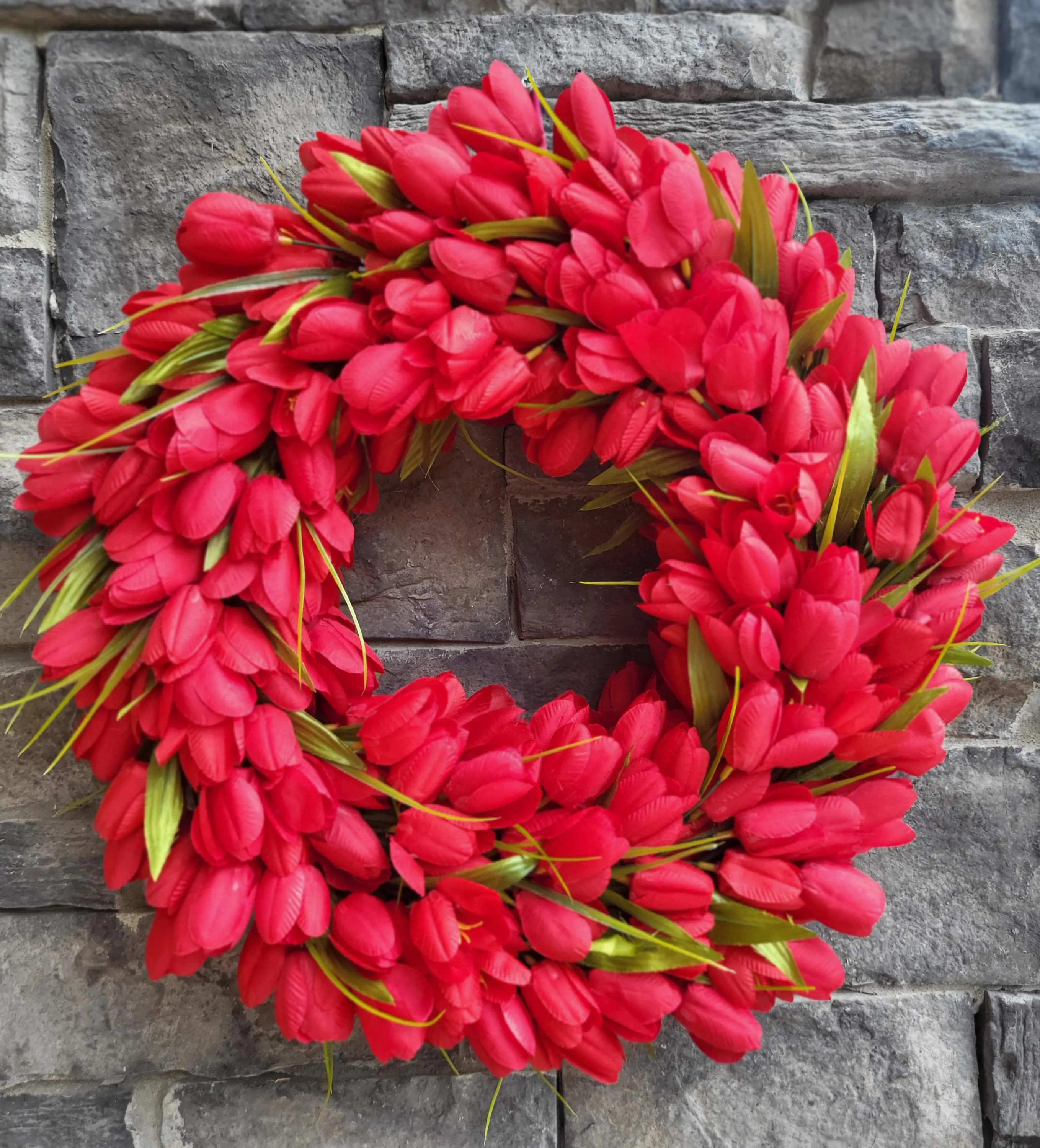 Tulip Wreath, Red Tulips Wreath - Etsy | Etsy (US)