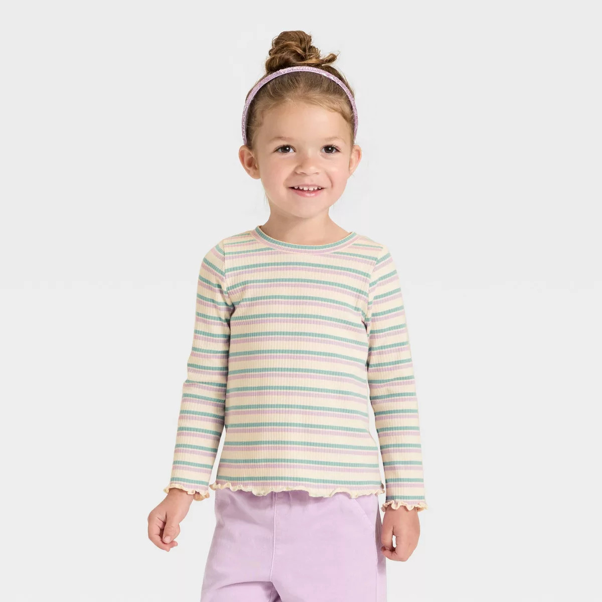 Toddler Girls' Long Sleeve Ribbed T-Shirt - Cat & Jack™ | Target