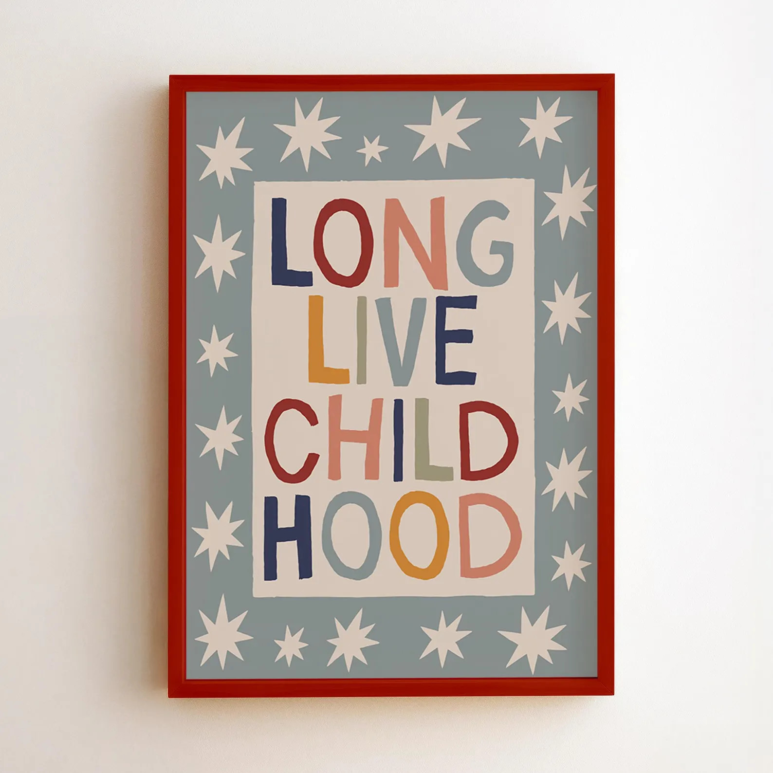 Long Live Childhood Poster - Red and Blue Striped Kids Room Decor (Digital Download) | Etsy (US)