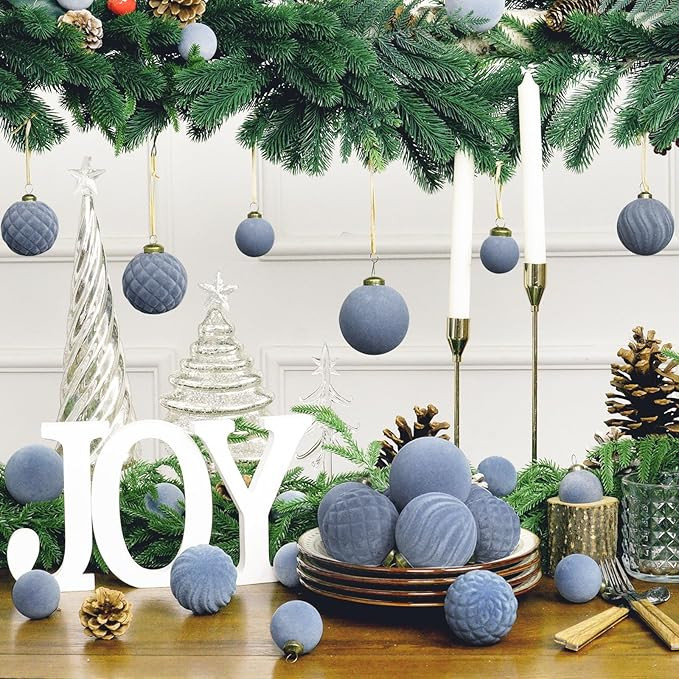 XmasExp 36PCS Velvet Christmas Ornaments Set Mixed Flocked Balls Ornaments Shatterproof Christmas... | Amazon (US)