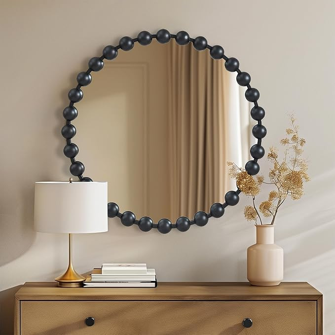 Madison Park Round Mirror, Metal Frame Circle Mirror 27 inch, Wall Art Decor Mounted Hanging for ... | Amazon (US)