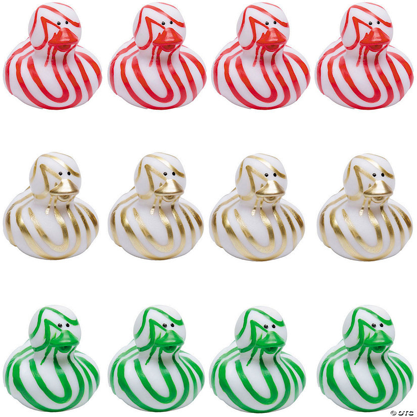 2" Multicolor Marbleized Swirl Christmas Rubber Ducks – 12 Pc. | Oriental Trading Company