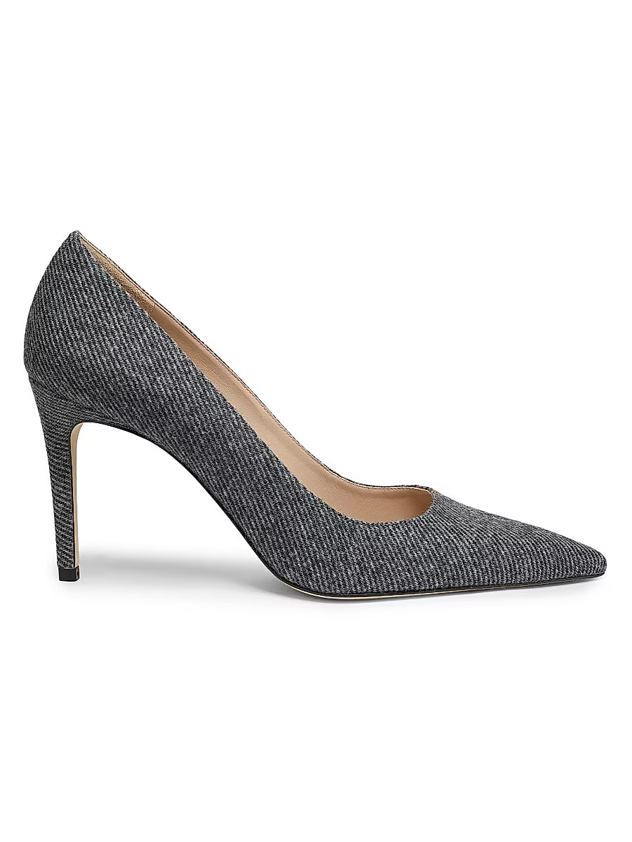 Women's Stuart Power 85MM Twill Pumps - Black White - Size 10 | Saks Fifth Avenue