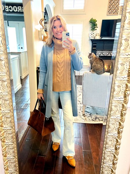Chill Spring day outfit✔️

Sale alert 🚨 these flared Spanx light wash denim  jeans are on major sale $44 

Camel sweater (old) banana Republic 

camel  mules by Steve Madden  (old linking this years) 

Amazon find cornflower blue knit coatagain affordable fits tts

Amazon designer inspired earrings $12-14

Amazon designer inspired bag 


#LTKfindsunder50 #LTKstyletip #LTKsalealert