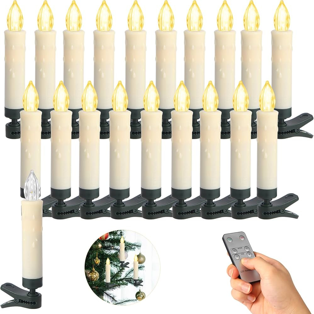 20 PCS Flickering Christmas Tree Candle Lights, Clip on Candles for Christmas Tree Battery Operat... | Amazon (US)