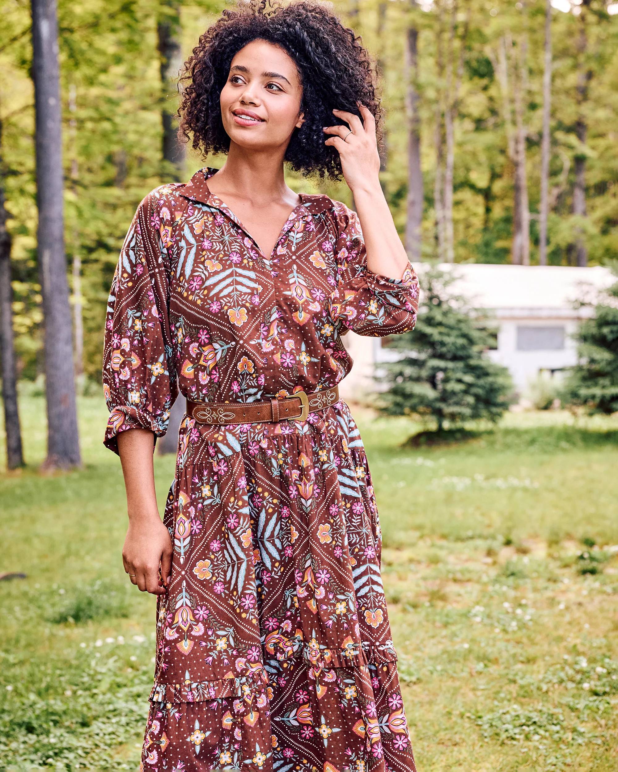 Floral Bandana - Fayette Dress - Tanned Copper | Printfresh