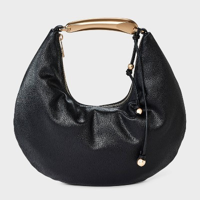 Metal Handle Crescent Saddle Handbag - A New Day™ Black | Target