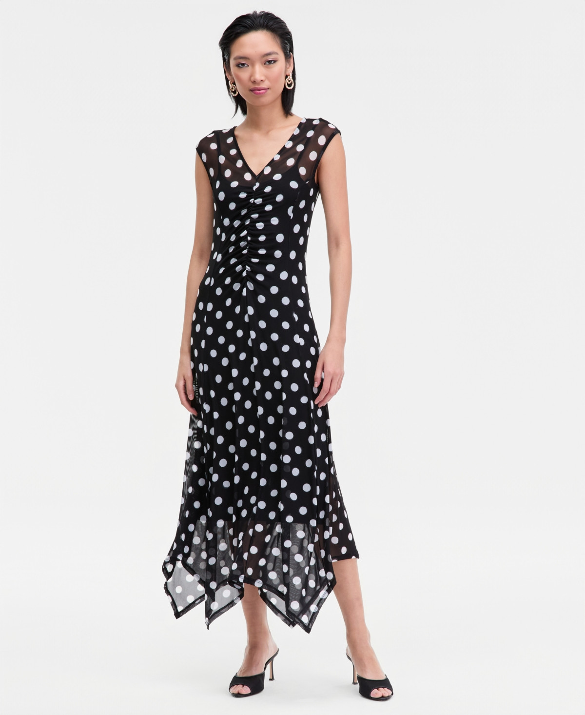 I.n.c. International Concepts Women's Printed V-Neck Dress, Macy's Exclusive - Mona Dots | Macy's
