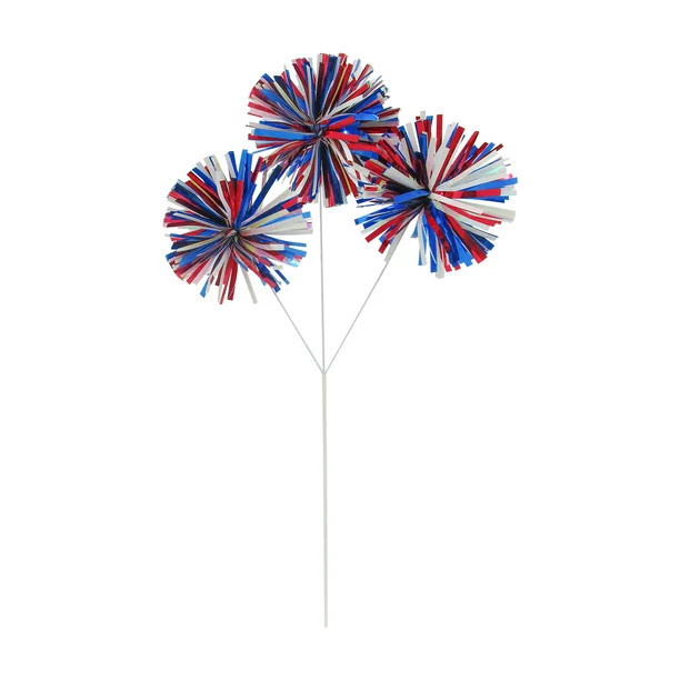 Way to Celebrate 16" Red, White, and Blue Patriotic Pom Spray Picks | Walmart (US)