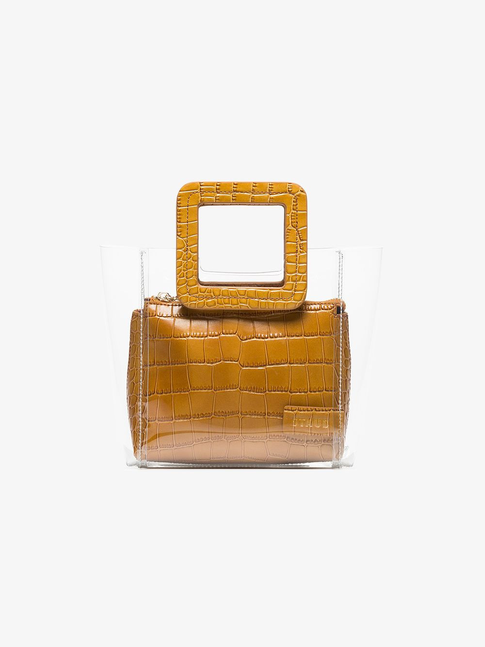 Staud camel Shirley mini crocodile embossed leather PVC tote | Browns Fashion