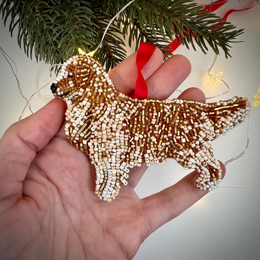 Made to Order. Dog Ornament, Beaded Dog Ornaments, Pet Portrait Christmas Ornament, Memorial Gift... | Etsy (US)