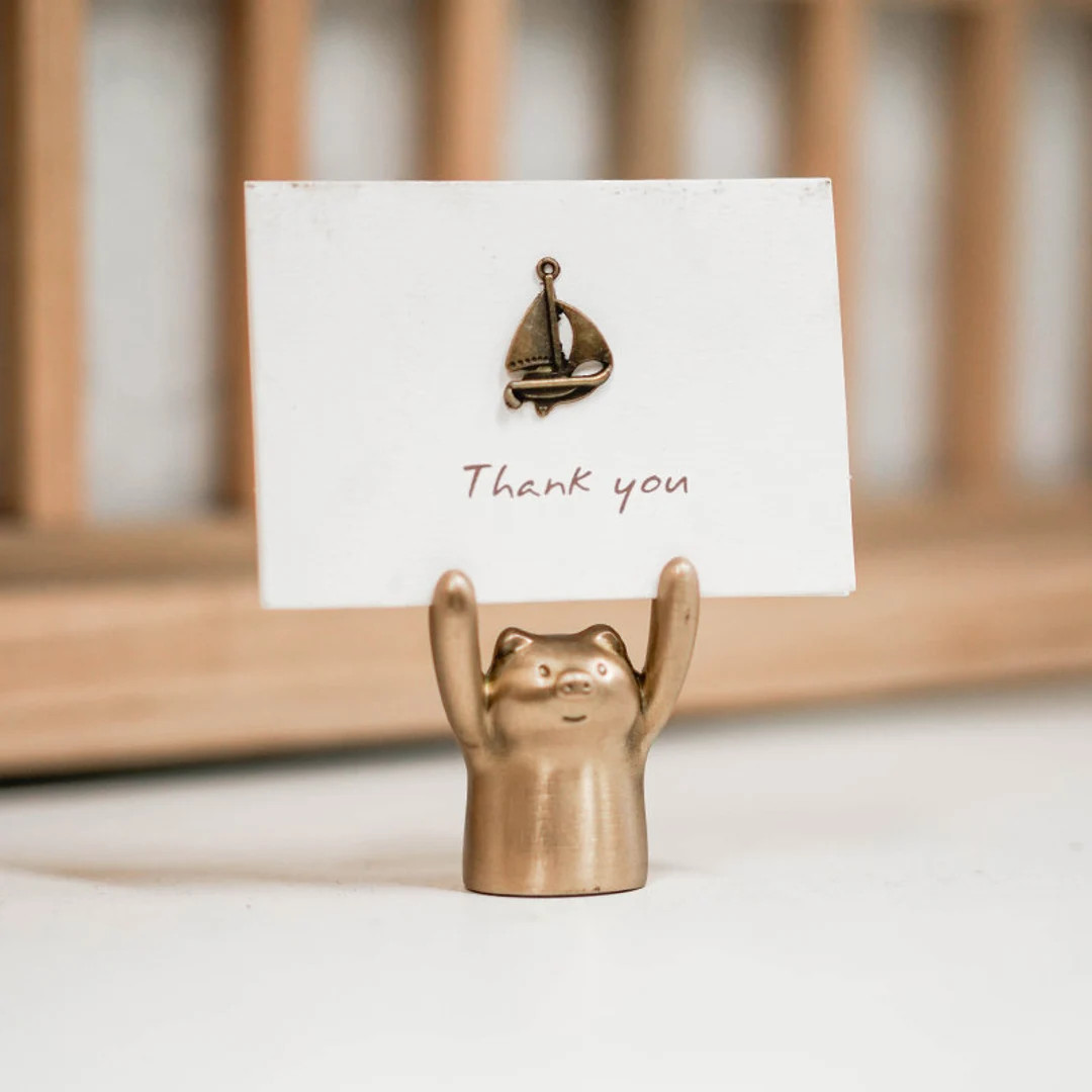 Brass Pig Card Holder,Picture Holder,Name Tag Holders,Invitation Stands,Price Stand,Memo Holder,B... | Etsy (US)