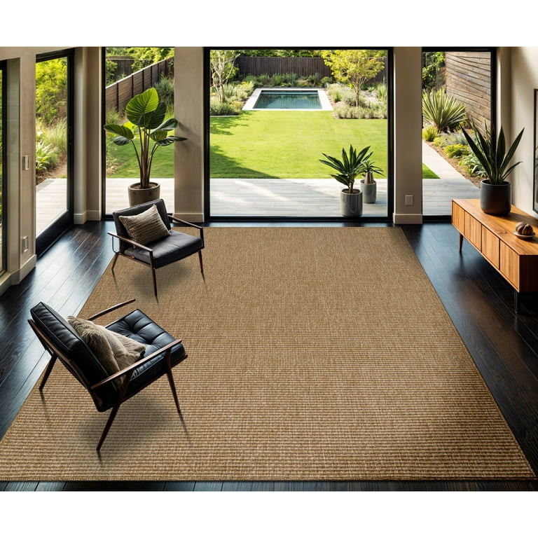 CAMILSON Easy Jute Rug Indoor Outdoor Farmhouse Area Rugs Natural 8x10 | Walmart (US)