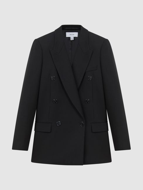 Reiss Black Mabel Modern Fit Wool Double Breasted Blazer | Reiss UK