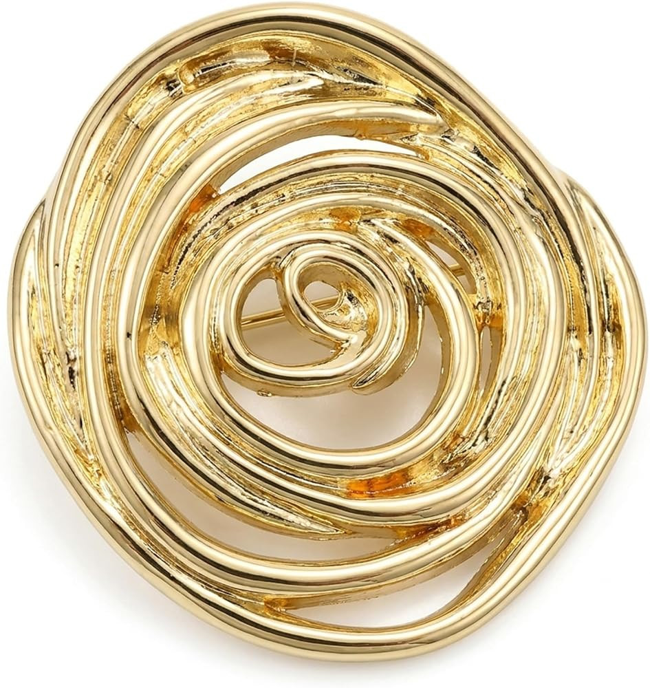 1 Gold-tone Brooch, Minimalist Spiral Design, Shiny Classic Metal Pin, Lightweight Fashion Access... | Amazon (US)