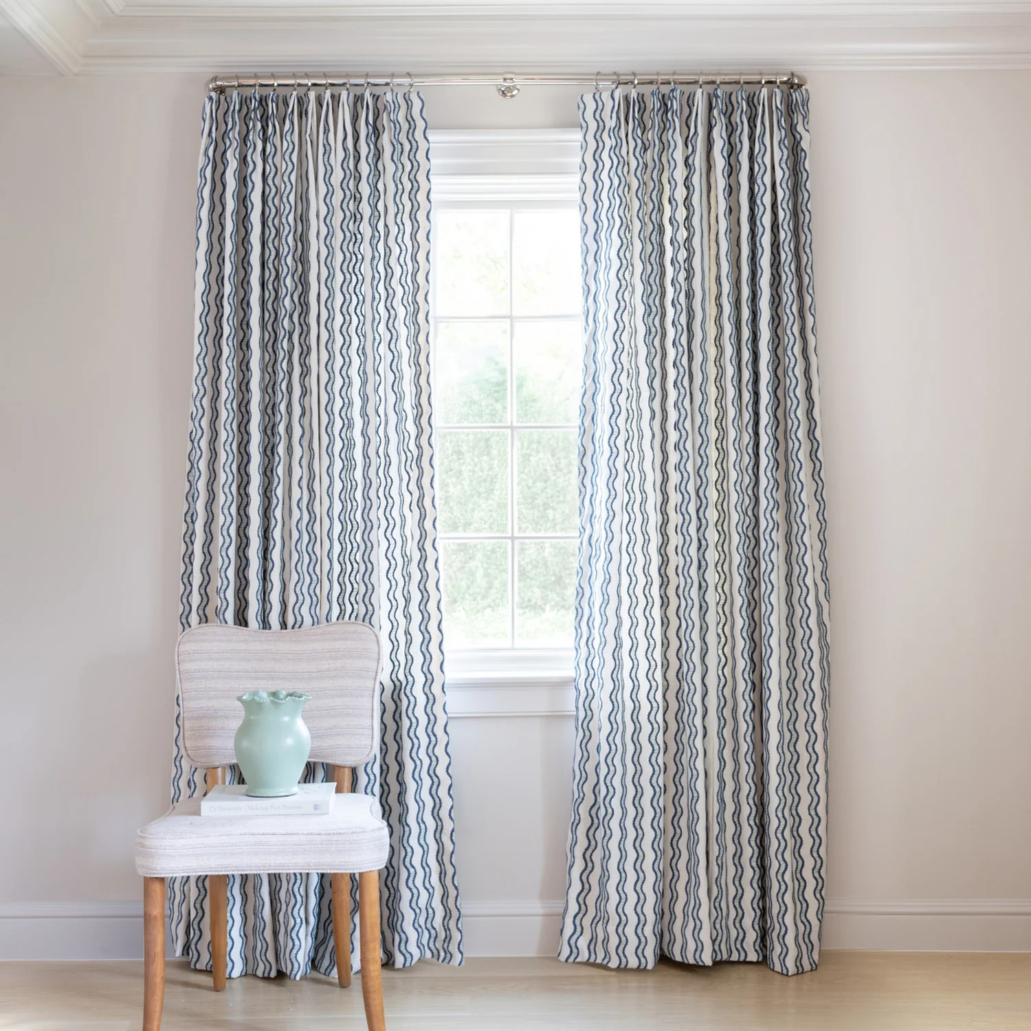 Custom Curtain: Beatrice, Embroidered Wave - Pepper Home | Pepper