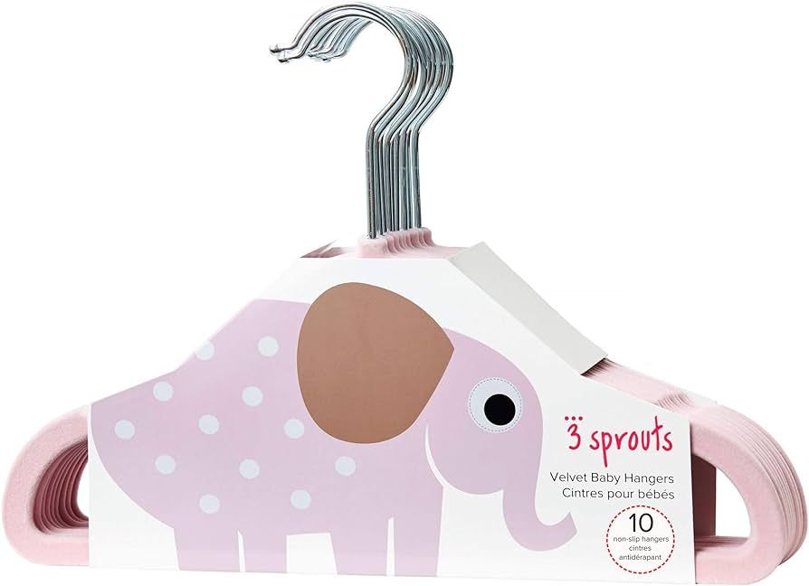 3 Sprouts Baby Hangers – Velvet Closet Clothes Organizers for Nursery, 10 Pack | Amazon (US)