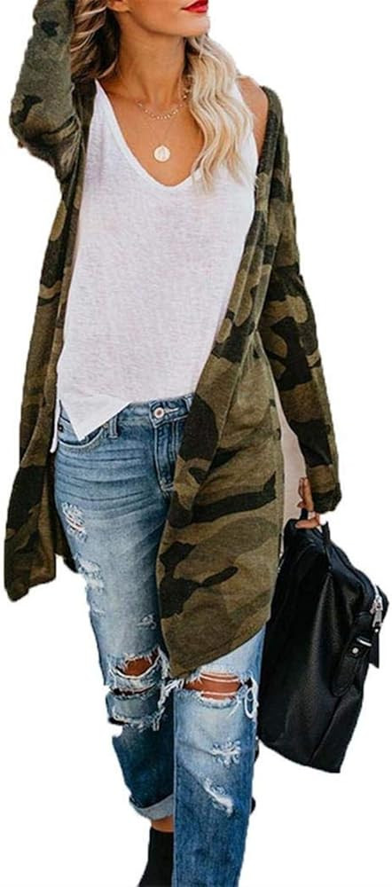 Womens Leopard Print Cardigan Lightweight Long Sleeve Open Front Fall Cardigans S-XXL | Amazon (US)