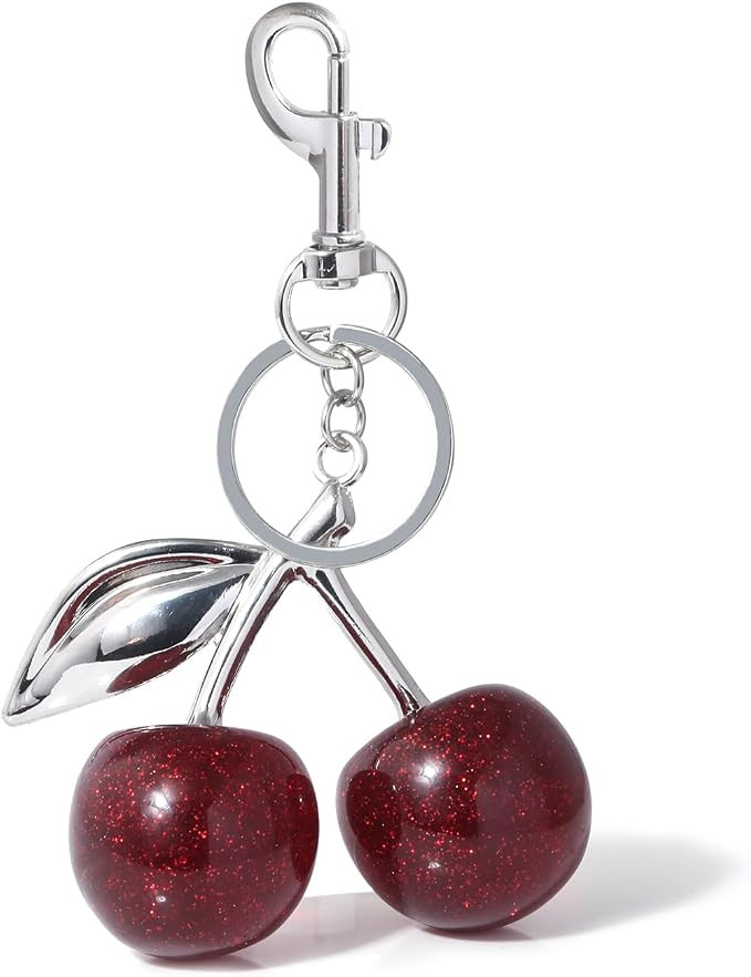 Cherry Bag Charm Keychain - Cute Purse Handbag Fruit Accessories - Beautiful Birthday Gift for Wo... | Amazon (US)