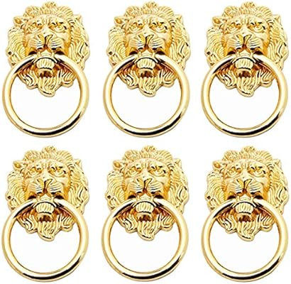 6Pcs Lion Head Handles Pulls Cabinet Knobs Antique Bronze for Door Drawer Dresser Kitchen Cupboar... | Amazon (US)