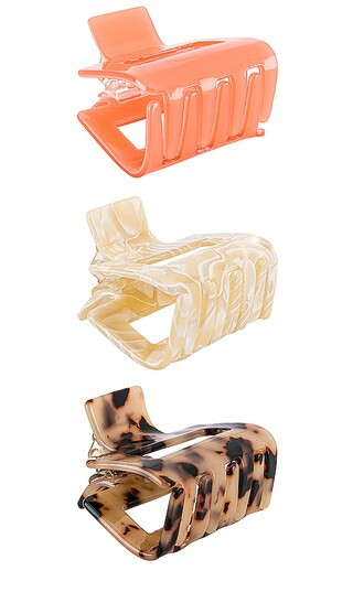 Roxanne Hair Clip Set in Smooth Tortoise, Marble & Peach | Revolve Clothing (Global)