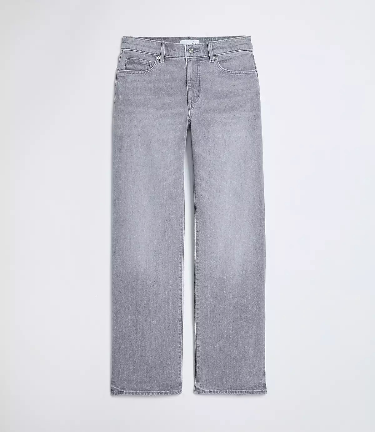 Mid Rise Relaxed Straight Jeans in Grey | LOFT