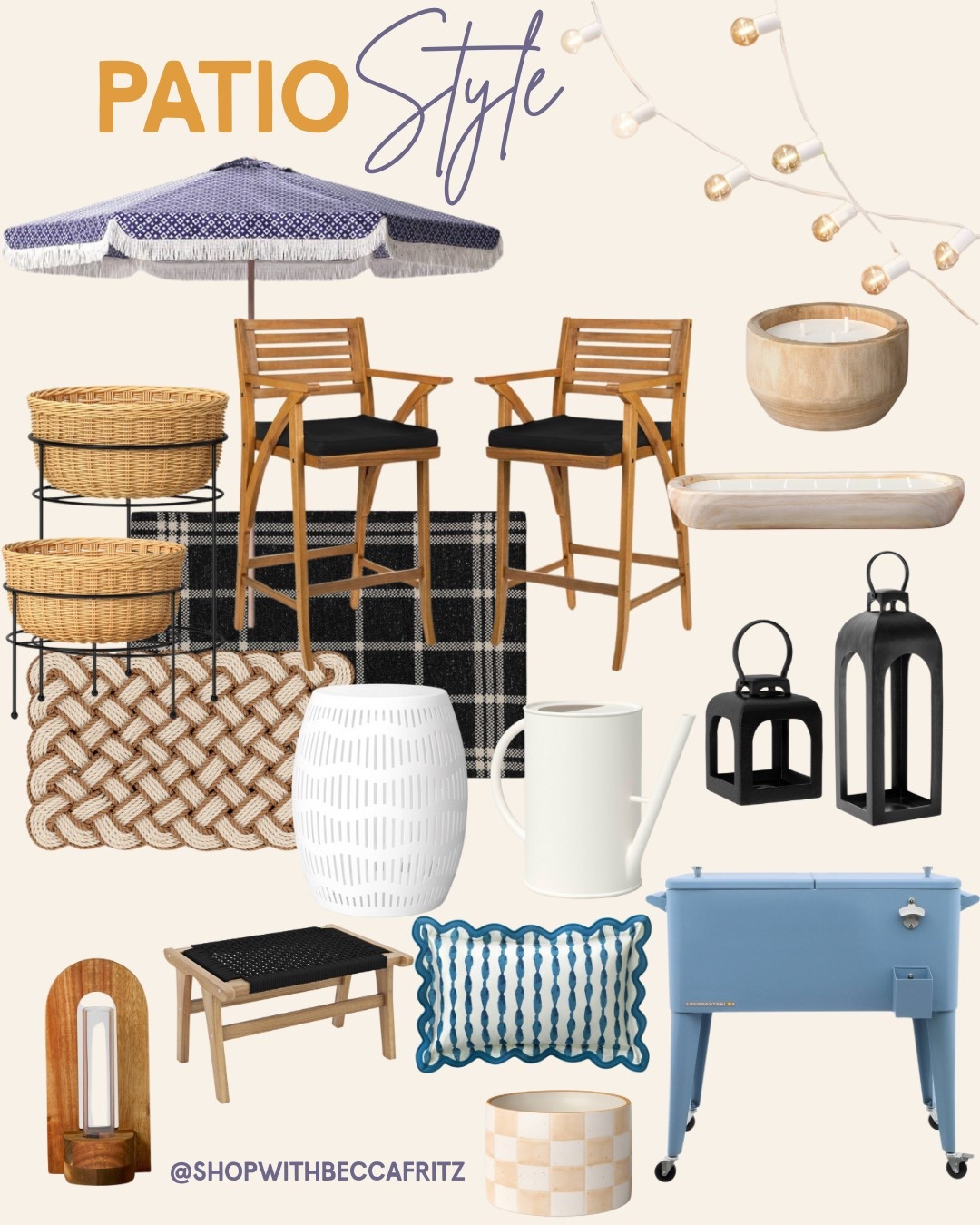 ☀️ PATIO PERFECTION ALERT! ☀️
Curating your dream outdoor setup just got way easier—how gorgeous is this patio vibe?! From the scalloped umbrella to the chic woven textures and that retro blue cooler (hello, summer entertaining goals!)—every single piece brings comfort and style.

💙 Neutral tones meet nautical charm
🍹 Host-ready bar stools + cooler
🕯️ Cozy lanterns + woven mats = instant ambiance
🔗 L l N K IN BIO 🔗



#PatioStyle #OutdoorLiving #BackyardBliss #SummerSetup #BeccaFritzFinds #LTKSummer #OutdoorDecor #PatioGoals #FrontPorchVibes #BudgetFriendlyStyle

#LTKSaleAlert #LTKHome #LTKSummerEdit