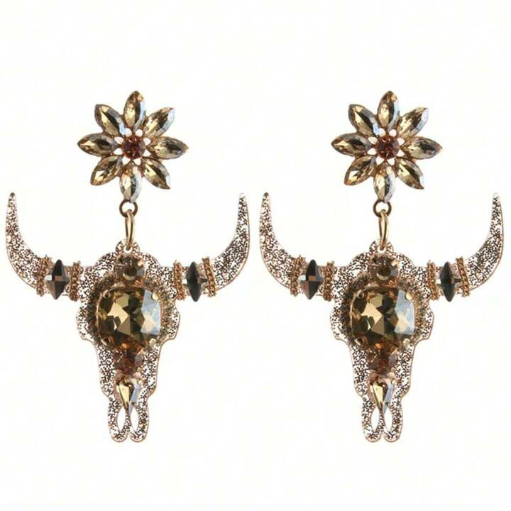 Rhinestone Bull Earrings | SHEIN
