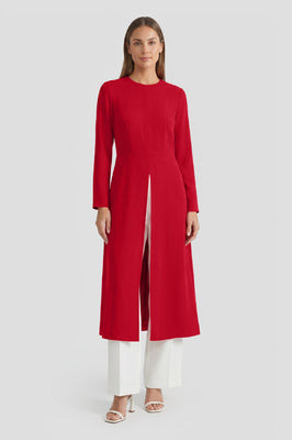 Anna Marie Stretch Deco Crepe Modern Longline Slit Blouse, Holiday | Ming Wang