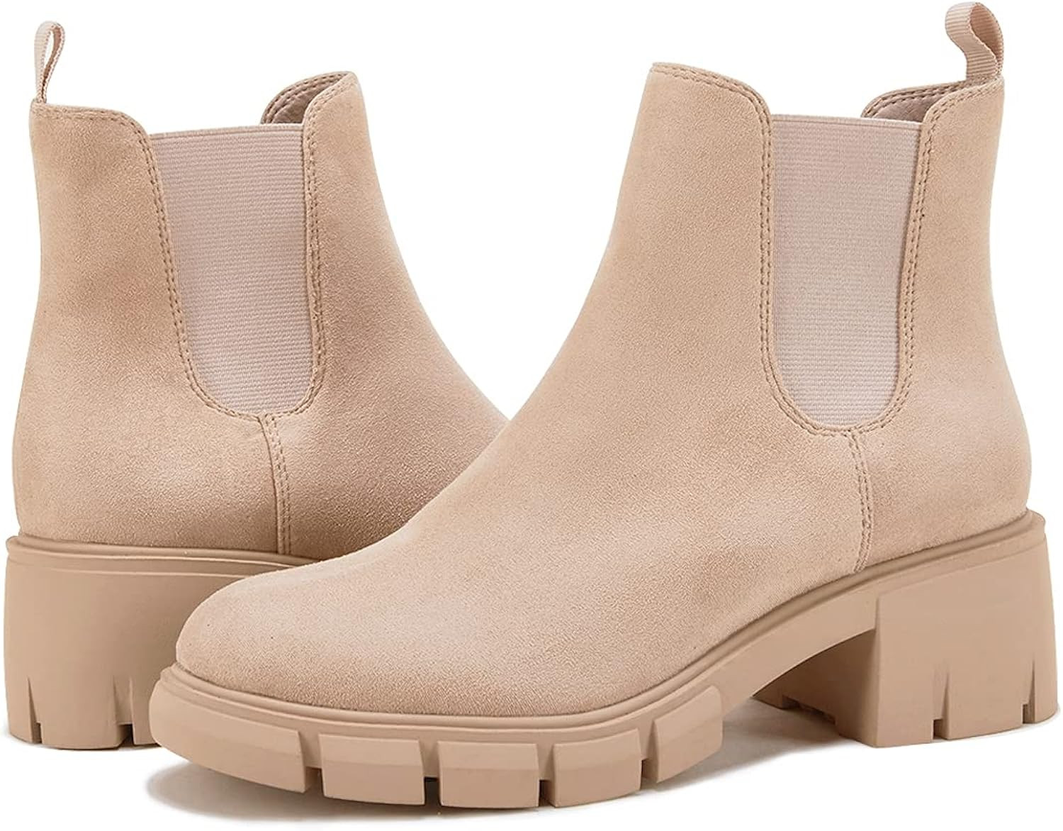 Women’s Chelsea Boots Fashion Platform Chunky Block Heels Slip On Combat Ankle Booties | Amazon (US)