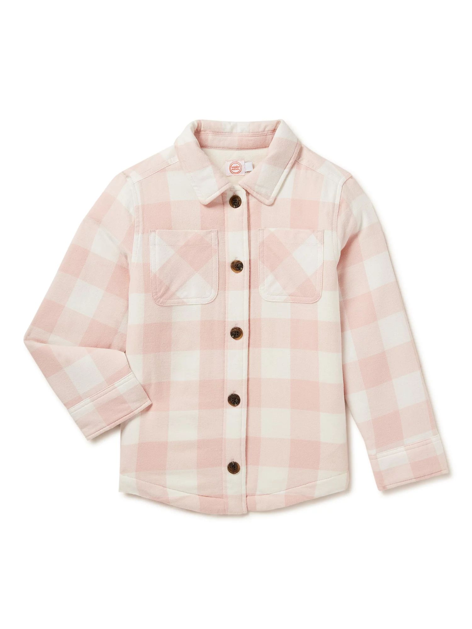 Wonder Nation Girls Flannel Shirt Jacket, Sizes 4-18 & Plus | Walmart (US)